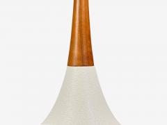 American Modern Large Table Lamps Porcelain Walnut Brass USA 1950s - 4693684