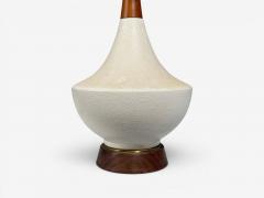 American Modern Large Table Lamps Porcelain Walnut Brass USA 1950s - 4693685