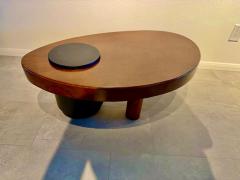 American Modern Mahogany and Black Metal Low Table 1960s - 4605885