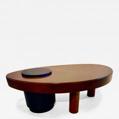 American Modern Mahogany and Black Metal Low Table 1960s - 4703768