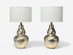 American Modern Mercury Glass Fabric Table Lamps USA 1950s - 4341372