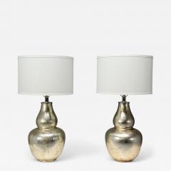 American Modern Mercury Glass Fabric Table Lamps USA 1950s - 4344345