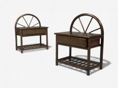 American Modern Nightstands Wood Cane USA 1980s - 4577054