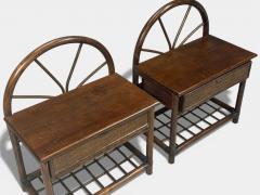 American Modern Nightstands Wood Cane USA 1980s - 4577056