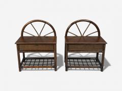 American Modern Nightstands Wood Cane USA 1980s - 4577059