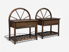 American Modern Nightstands Wood Cane USA 1980s - 4577061