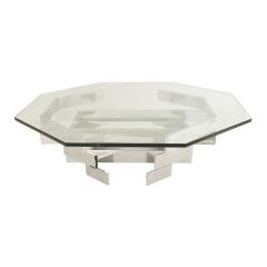 American Modern Octagonal Chrome and Glass Coffee Table - 4718118