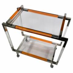 American Modern Orange Lucite Polished Nickel Bar Cart Charles Hollis Jones - 4171574