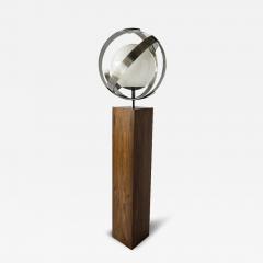American Modern Rosewood Stainless Steel and Glass Floor Lamp - 4167710