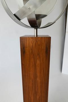 American Modern Rosewood Stainless Steel and Glass Floor Lamp - 4604975