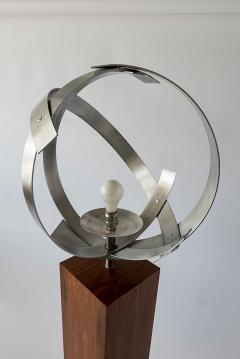 American Modern Rosewood Stainless Steel and Glass Floor Lamp - 4604979