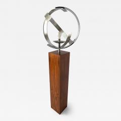American Modern Rosewood Stainless Steel and Glass Floor Lamp - 4703756