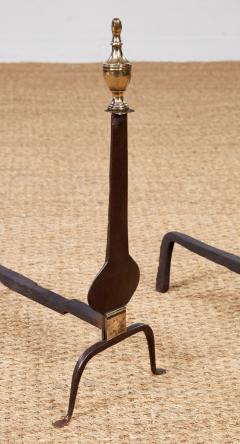 American Neoclassical Iron and Brass Andirons - 4205725