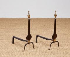 American Neoclassical Iron and Brass Andirons - 4205727