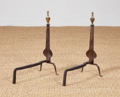 American Neoclassical Iron and Brass Andirons - 4205732