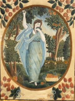 American Painted Silkwork Picture Depicting Pomona Goddess Of Fruits - 4723555