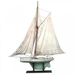 American Painted Wooden Sailboat Model - 4658588