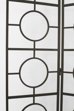 American Post War Design 3 Fold Black Hand Wrought Brushed Steel Screen - 471167