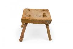 American Provincial Rustic Square Wooden Farm Stool - 4675681