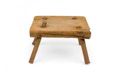American Provincial Rustic Square Wooden Farm Stool - 4675682
