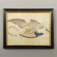 American School Patriotic Calligraphy Depicting an Eagle Banner and Shield - 4713141
