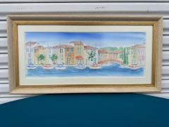 American School Watercolor of waterfront scene - 4523744