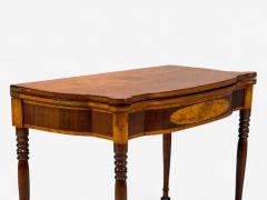 American Sheraton Mahogany Tulipwood Serpentine Inlaid Card Table USA 1810 - 4402072