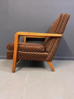 American Studio Craft Oak Lounge Chair with Thistle Carving Mid Century - 3681116