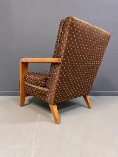 American Studio Craft Oak Lounge Chair with Thistle Carving Mid Century - 3681119