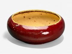 American Studio Large Floor Pot Red Ceramic Glaze USA 1970s - 4704542