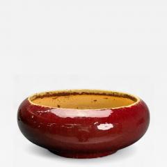 American Studio Large Floor Pot Red Ceramic Glaze USA 1970s - 4705573