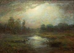 American Tonalist Painting of a Moonlit Lake - 4447263