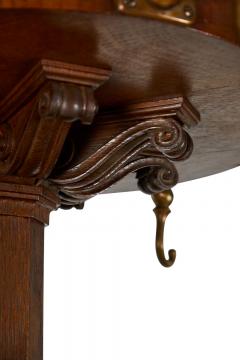 American Victorian Carved Oak and Brass Coat Hatrack - 4661956