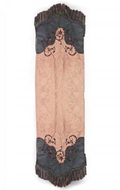 American Victorian Gold Damask and Green Velvet Table Runner - 4200031