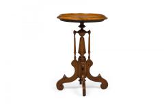 American Victorian Inlaid Circular Carved Wooden Plant Stand Side Table - 4170200