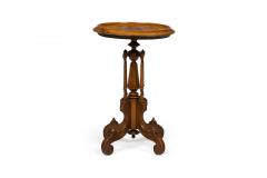American Victorian Inlaid Circular Carved Wooden Plant Stand Side Table - 4170201