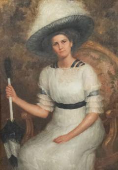 American Victorian Lady in White Portrait - 4629507