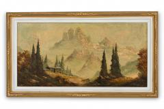 American Victorian Landscape Painting Of A House Up In The Mountains - 4516480