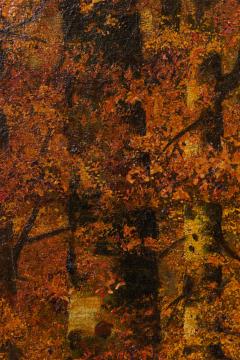 American Victorian Landscape Painting Of Autumn Trees Near A Lake - 4654088