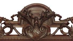 American Victorian Mahogany Carved Military Wall Mirror - 1399584