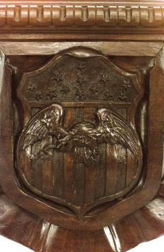 American Victorian Mahogany Carved Military Wall Mirror - 1399588