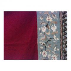 American Victorian Maroon and Blue Needlepoint Table Cover - 4661292