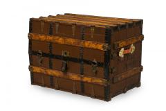 American Victorian Multi Drawer Leather and Brass Steamer Trunk - 4661261