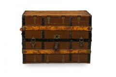 American Victorian Multi Drawer Leather and Brass Steamer Trunk - 4661262