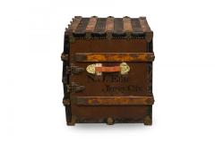 American Victorian Multi Drawer Leather and Brass Steamer Trunk - 4661263