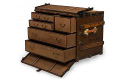 American Victorian Multi Drawer Leather and Brass Steamer Trunk - 4661266