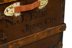 American Victorian Multi Drawer Leather and Brass Steamer Trunk - 4661267