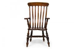 American Victorian Oak Slat Back Armchair with Shaped Seat and Turned Supports - 4672625