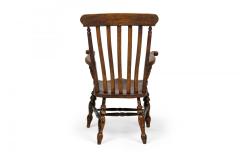 American Victorian Oak Slat Back Armchair with Shaped Seat and Turned Supports - 4672628