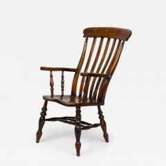 American Victorian Oak Slat Back Armchair with Shaped Seat and Turned Supports - 4735232